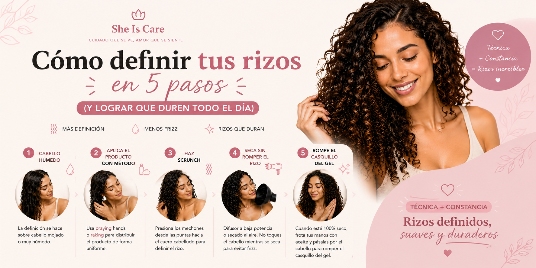 Cómo definir tus rizos en 5 pasos (y lograr que duren todo el día)