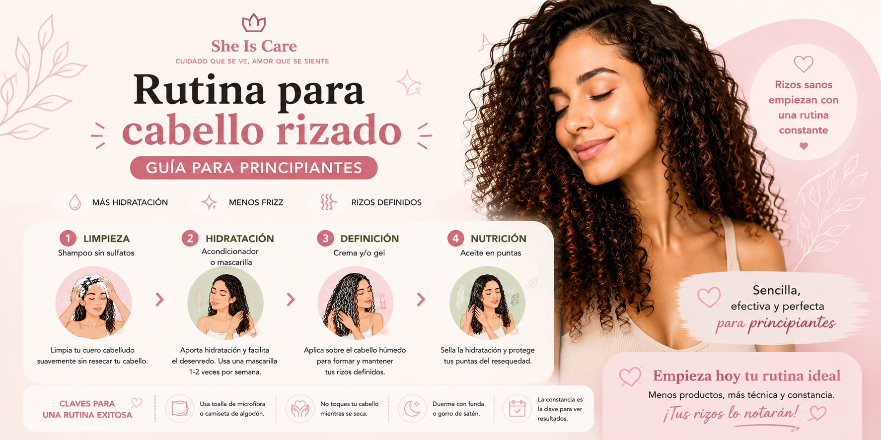 Rutina para cabello rizado: guía para principiantes paso a paso