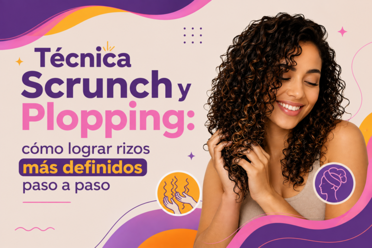 Técnica scrunch y plopping para definir rizos